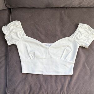 Lovers + Friends Cream Puff Sleeve Crop Top